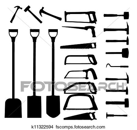 450x427 Clipart Of Set Of Power Tools, Shovel, Drill, Hammer. Vector Icon