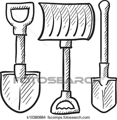 450x462 Clipart Of Shovel Assortment Vector Sketch K10380884