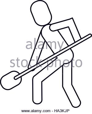 300x370 Silhouette Pictogram Male With Shovel Vector Illustration Stock