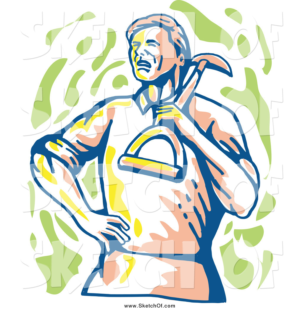 1024x1044 Drawing Of A Sketched Worker Carrying A Shovel Over His Shoulder