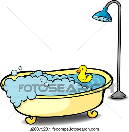 450x461 Clip Art Of Duck, Soapsuds, Bathing, Water, Shower, Bath U28075237
