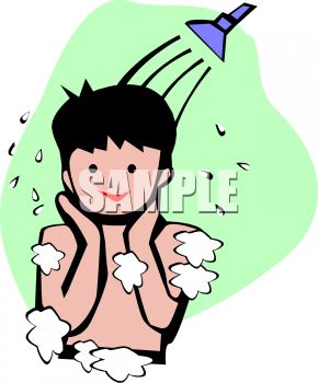 290x350 Royalty Free Clipart Image Boy Taking A Shower