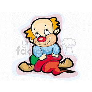 300x300 Royalty Free A Small Baby Clown Acting Shy Holding His Big Red Hat
