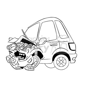 300x300 Royalty Free Cartoon Car Sick From Accident Black And White 394293