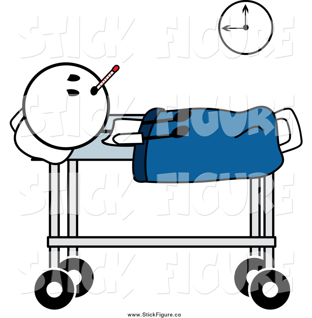 1024x1044 Clip Art Of A Sick Stick Man In A Hospital Bed By Pams Clipart