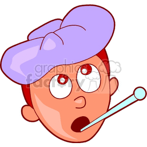 300x300 Royalty Free A Sick Boy With A Thermometer 165804 Vector Clip Art
