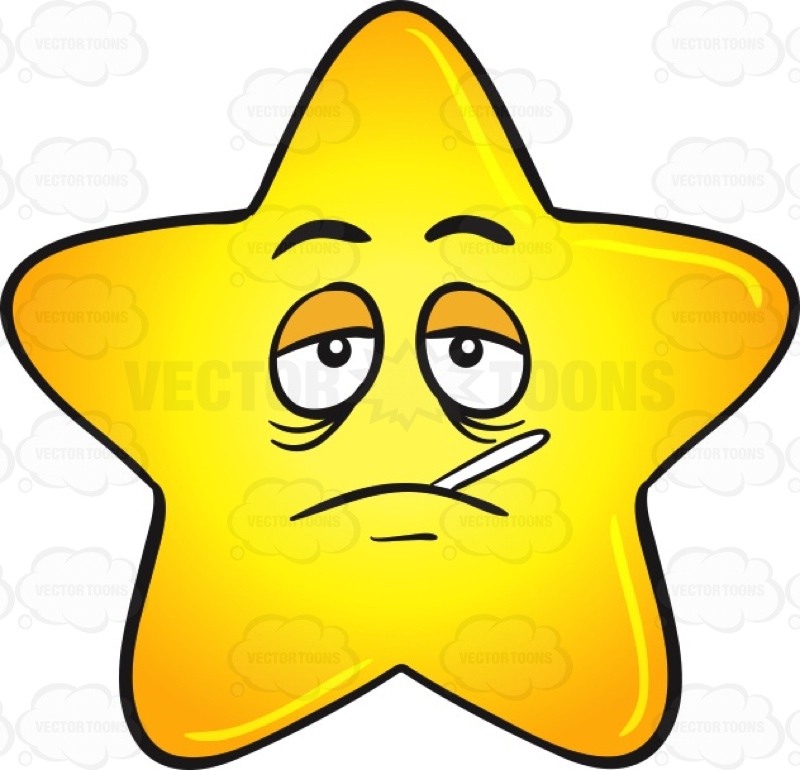 800x770 Sick Looking Gold Star Cartoon With Thermometer On Mouth Emoji