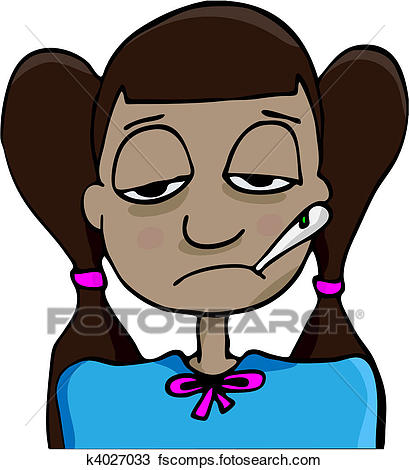 409x470 Clipart Of Sick Little Girl K4027033