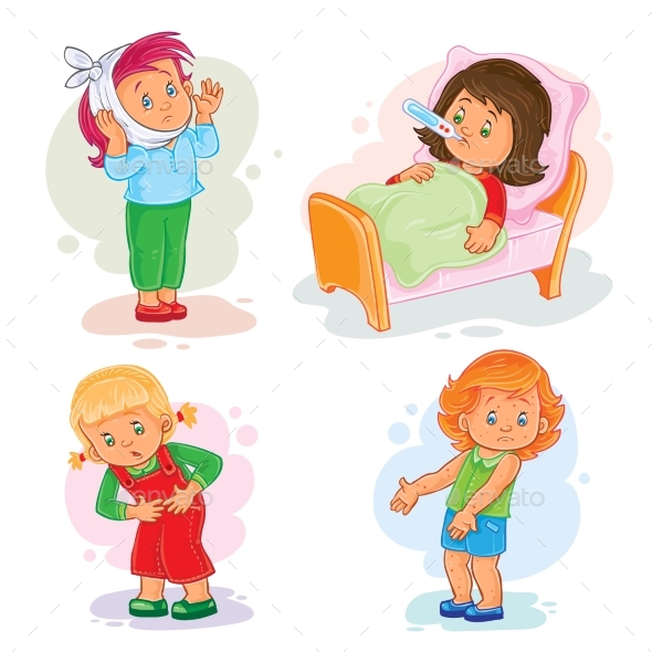 590x590 Set Icons Little Girl Sick Icons And Girls