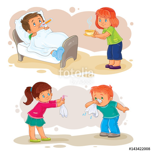 500x500 Set Of Clip Art Illustrations Little Boy Sick And Compassionate