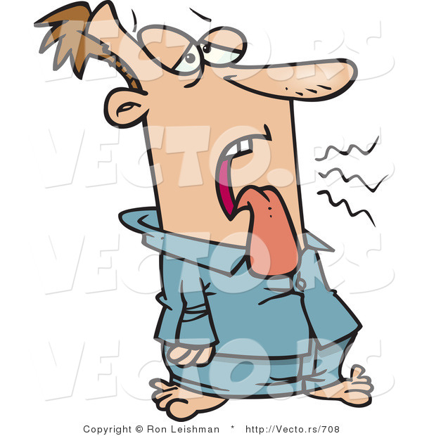 600x620 Vector Of A Sick Cartoon Man With Tongue Out By Toonaday