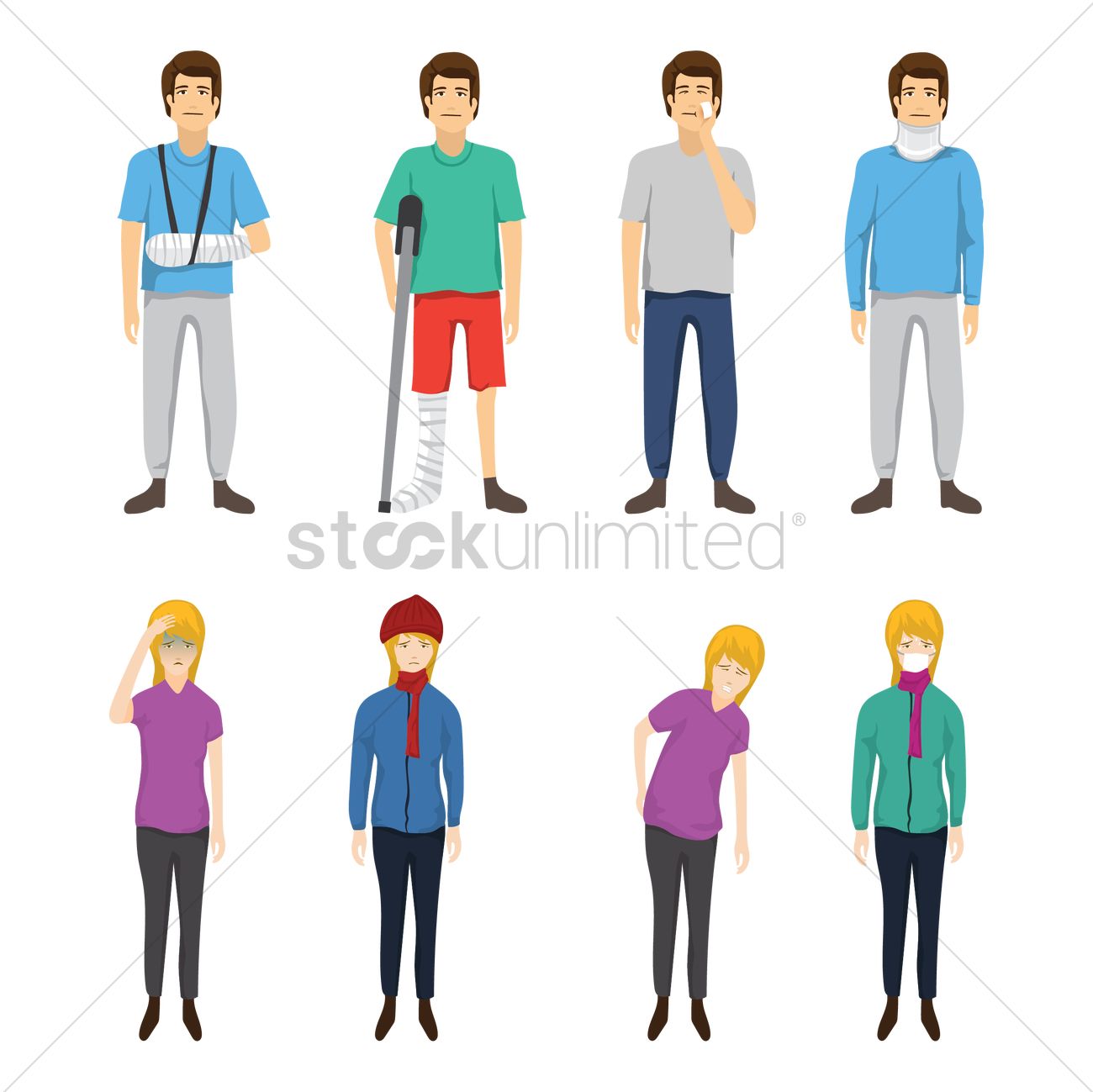 1300x1299 Collection Of Sick People Vector Image