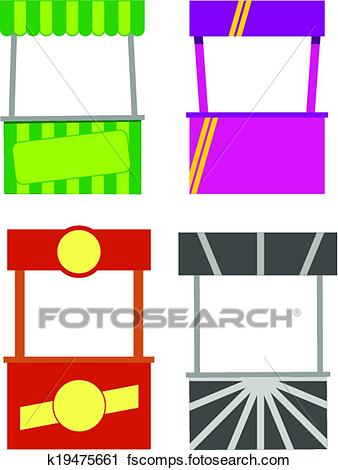 338x470 Clipart Of Street Food Kiosk. Food Cart Stalls K19475661