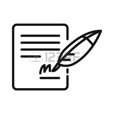 450x450 Signing Contract Quill Vector Illustration Design Royalty Free