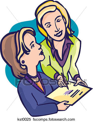 359x470 Stock Illustration Of A Woman Signing A Contract Kst0025