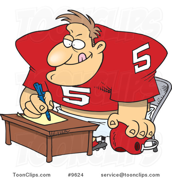 581x600 Cartoon Football Player Signing A Contract