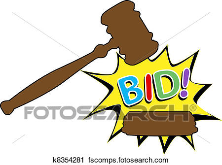 450x335 Clipart Of Bid To Buy Auction Gavel Cartoon Icon K8354281