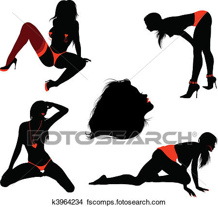 450x426 Clipart Of Sexy Girl Silhouettes K3964234