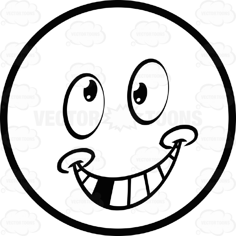 800x800 Silly Smiley Faces Black And White Crazy Smile Large Eyed Black