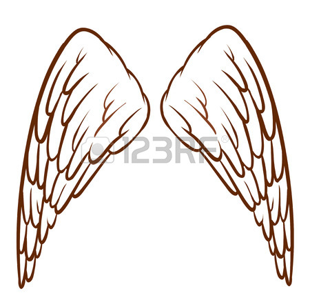 450x435 Illustration Of A Simple Sketch Of An Angel's Wings On A White