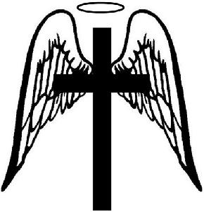 290x300 Angel Wings With Cross Clip Art