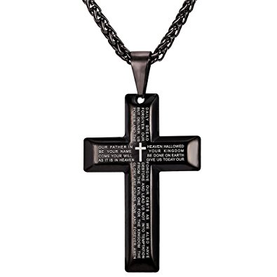 395x395 U7 Jewelry Men's Stainless Steel Simple Black Cross