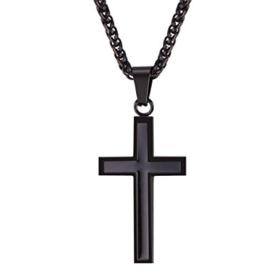 395x395 U7 Religious Jewelry Stainless Black Gun Plated Simple