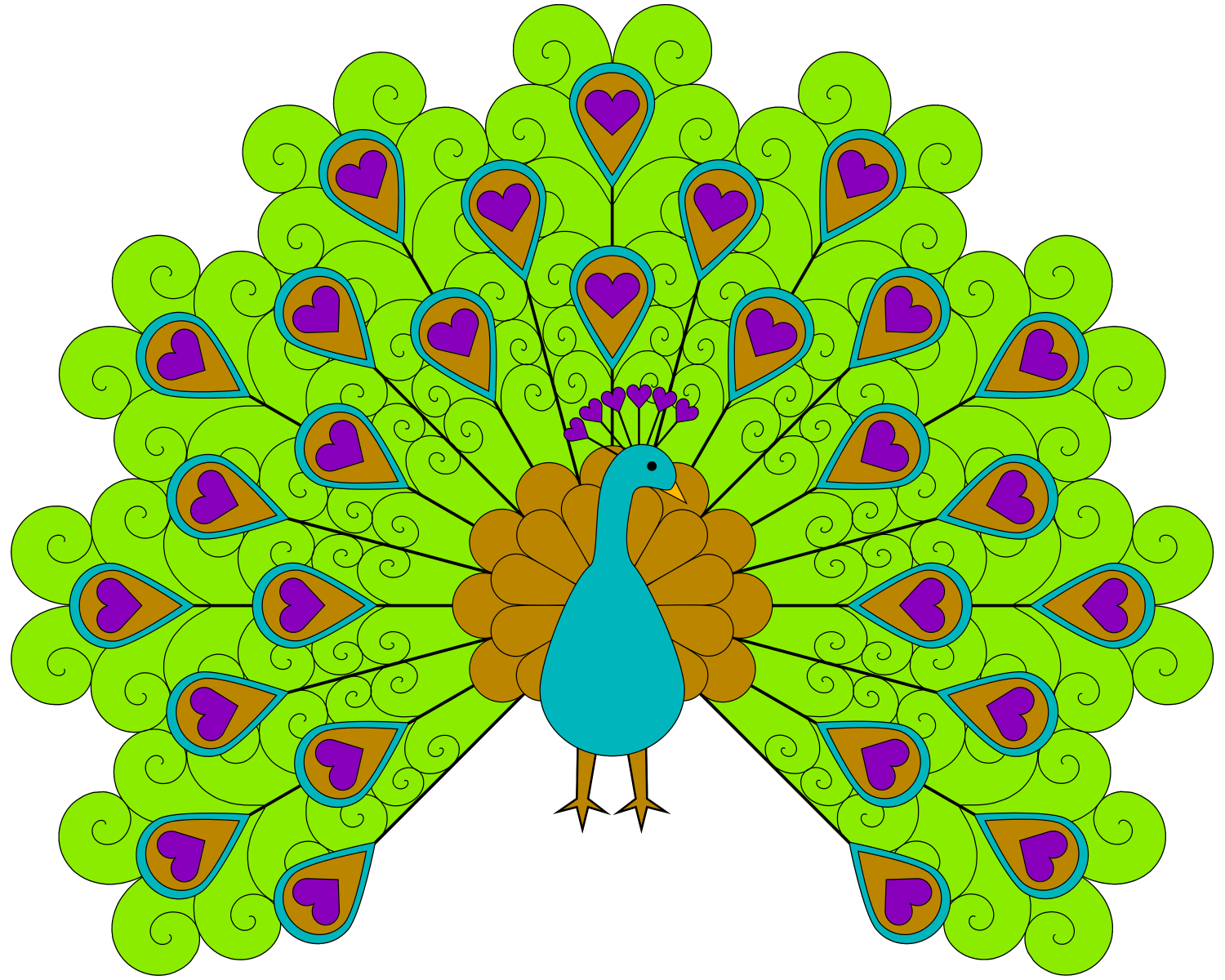 Simple Colorful Peacock Drawing Free Download On Clipartmag