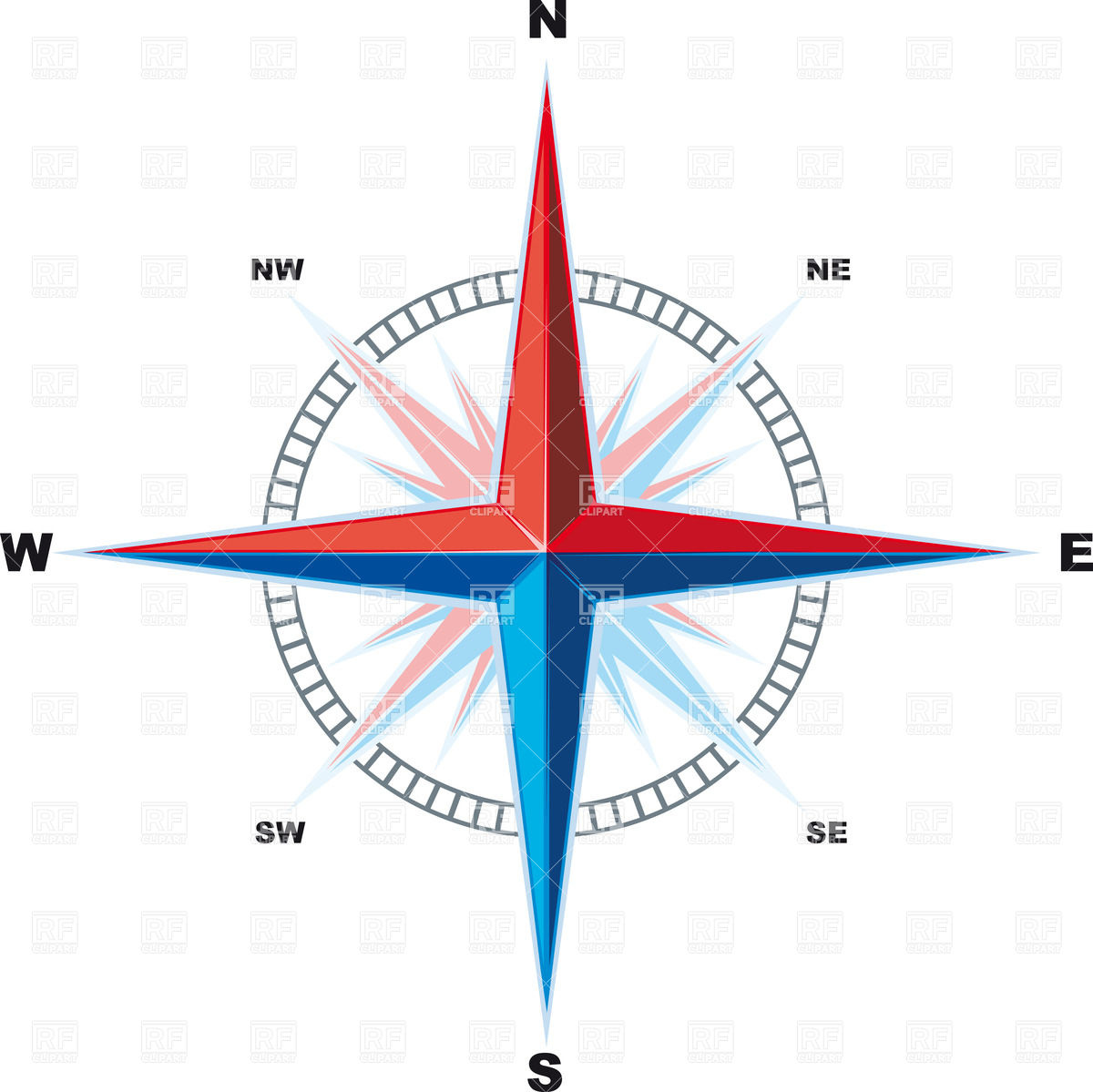 1200x1199 Simple Compass Rose (Wind Rose) Royalty Free Vector Clip Art Image