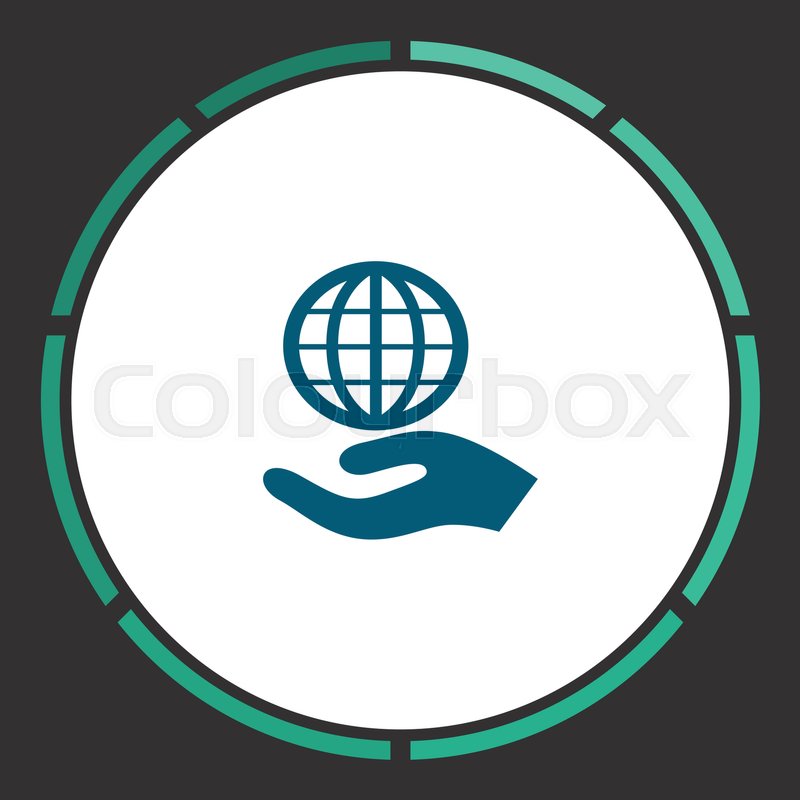 800x800 Globe Palm Icon Vector. Flat Simple Blue Pictogram In A Circle