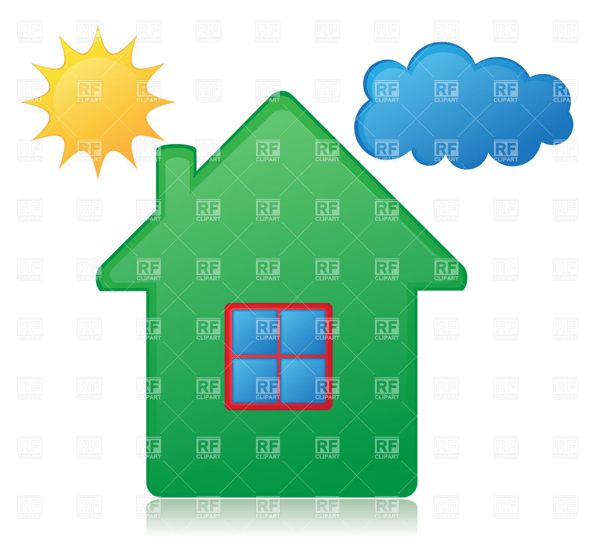 1200x1086 Simple House, Sun And Cloud Royalty Free Vector Clip Art Image