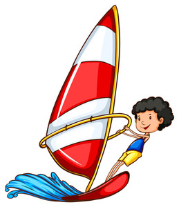 259x300 A Simple Drawing Of A Boy Sailing On A White Background Royalty