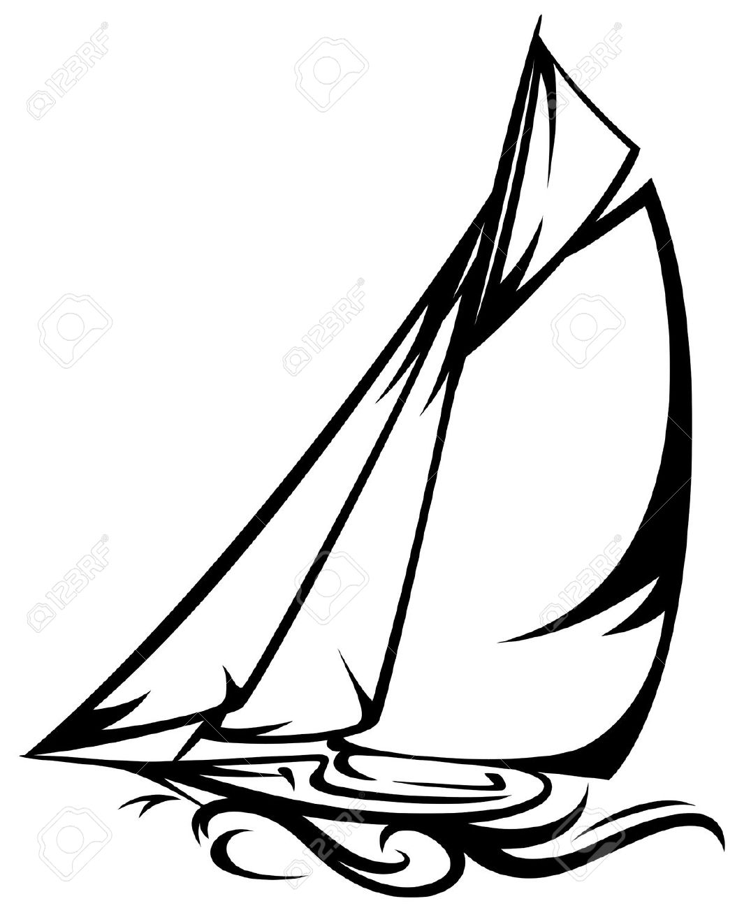 1075x1300 Sailing Boat Clipart Line Drawing