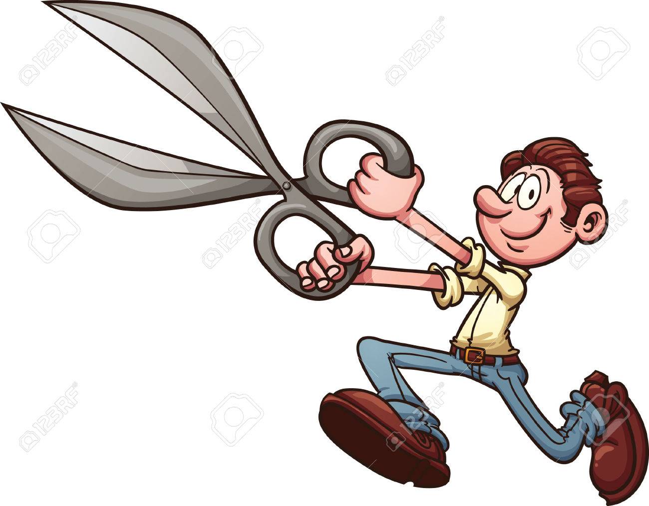 1300x1014 Man Running Scissors Vector Clip Art Illustration