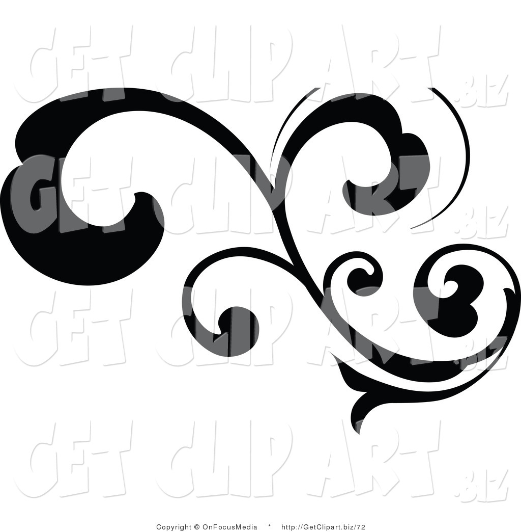 1024x1044 Clip Art Of A Black Silhouetted Elegant Curly Leafy Scroll Design