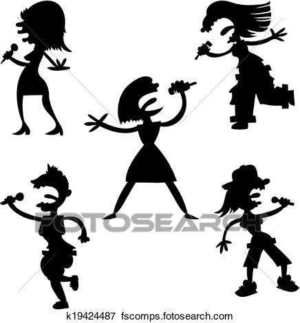 436x470 Clip Art Of Cartoon Pop Singers K19424487
