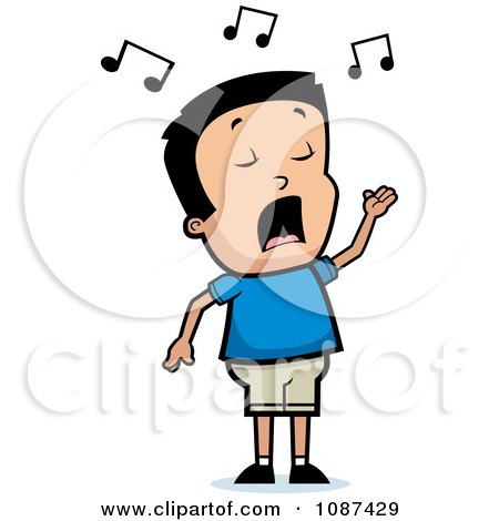 450x470 Cartoon Clipart Of A Black And White Male Opera Singer Singing