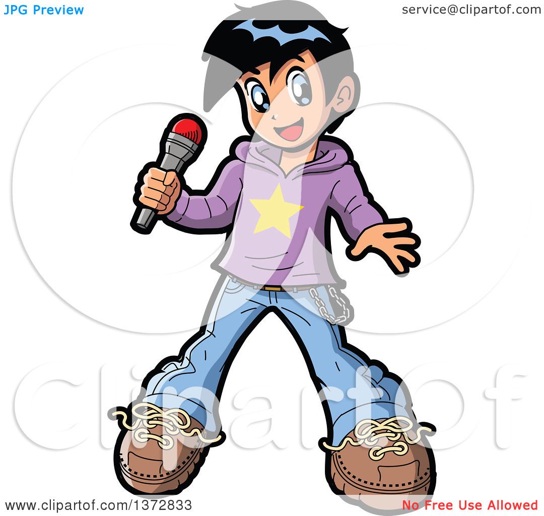 1080x1024 Clipart Of A Manga Boy Pop Star Singer Holding A Microphone