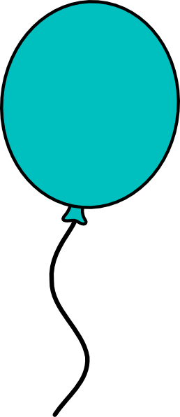 258x596 Teal Balloon Dark Outline Clip Art