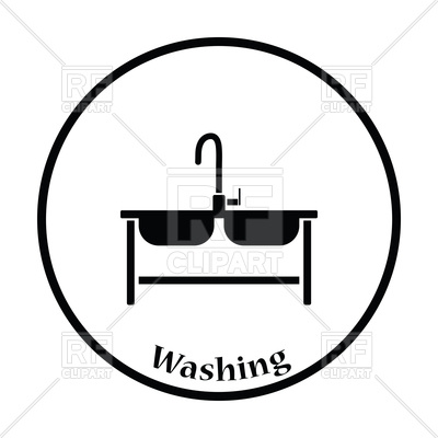 400x400 Thin Circle Design Of Double Sink Icon Royalty Free Vector Clip