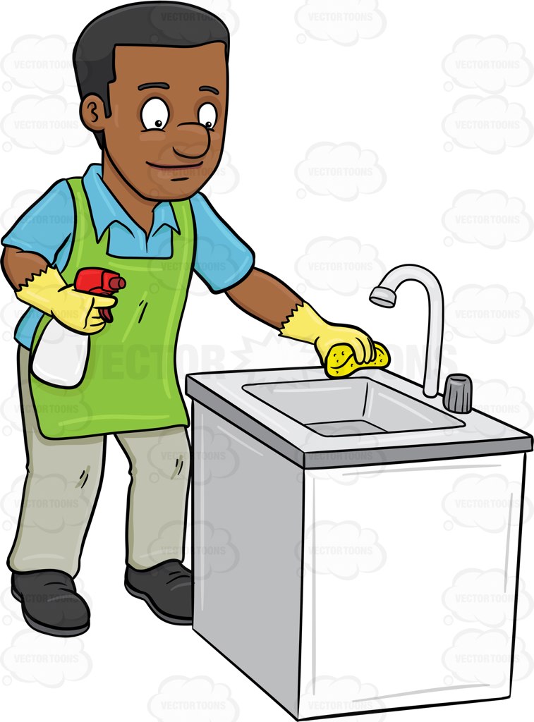 757x1024 A Black Man Polishing The Kitchen Sink Black Man