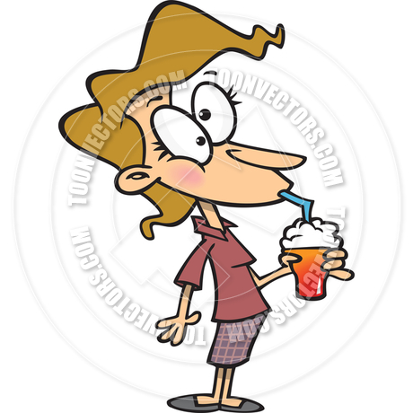 460x460 Cartoon Woman Drinking Milkshake By Ron Leishman Toon Vectors