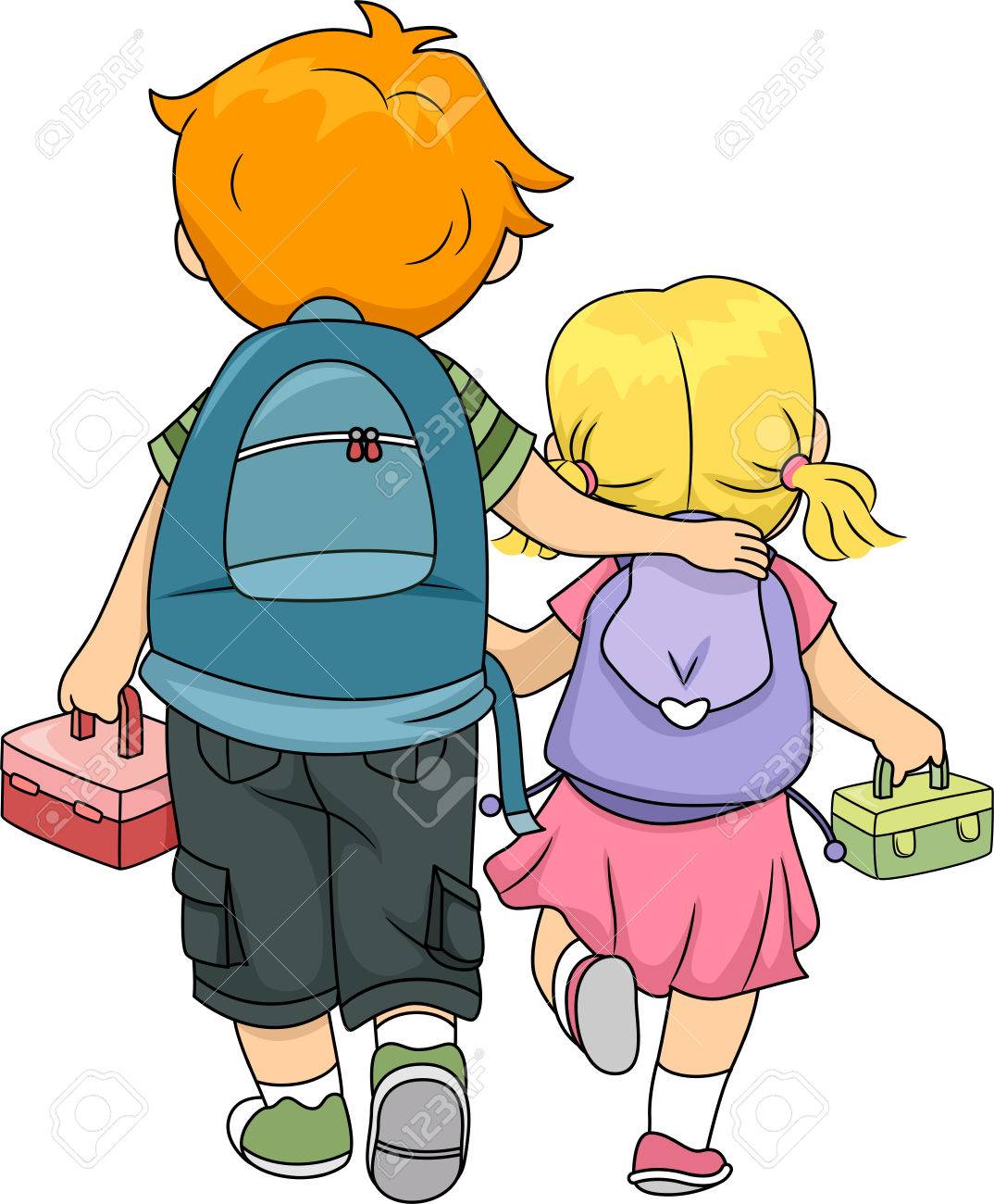 1074x1300 Illustration Of A Big Brother Walking Home With His Little Sister