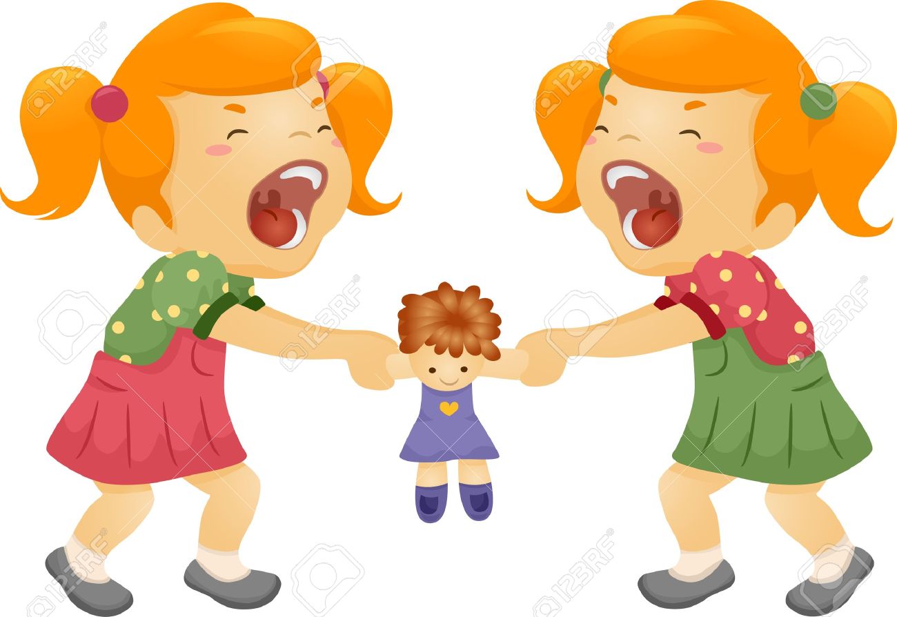 1300x894 Illustration Of Twin Sisters Fighting Over A Doll Stock Photo