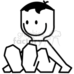 300x300 Royalty Free Black And White Little Boy Sitting Down 373066 Vector