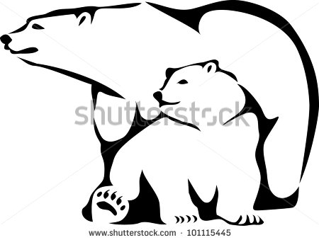450x339 Of A Mother And Her Baby Polar Bear Sitting Down In A Vector Clip