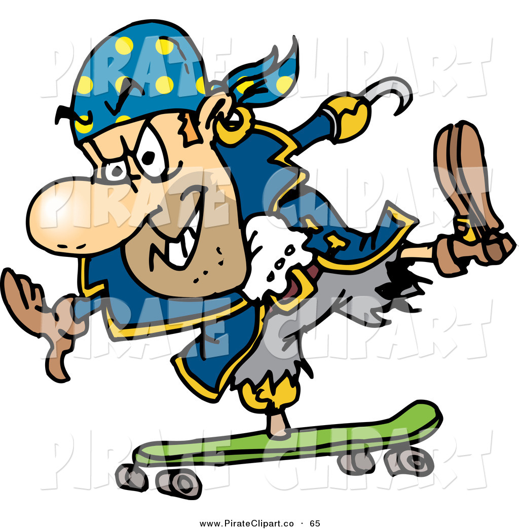 1024x1044 Vector Clip Art Of A Pirate Guy Skateboarding On A Green