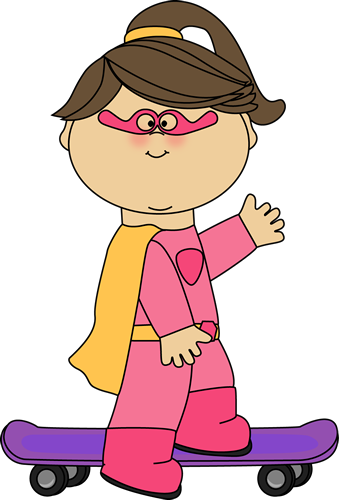 339x500 Superhero Girl On A Skateboard Clip Art