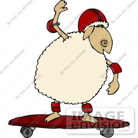 450x450 Sheep On A Skateboard Clipart