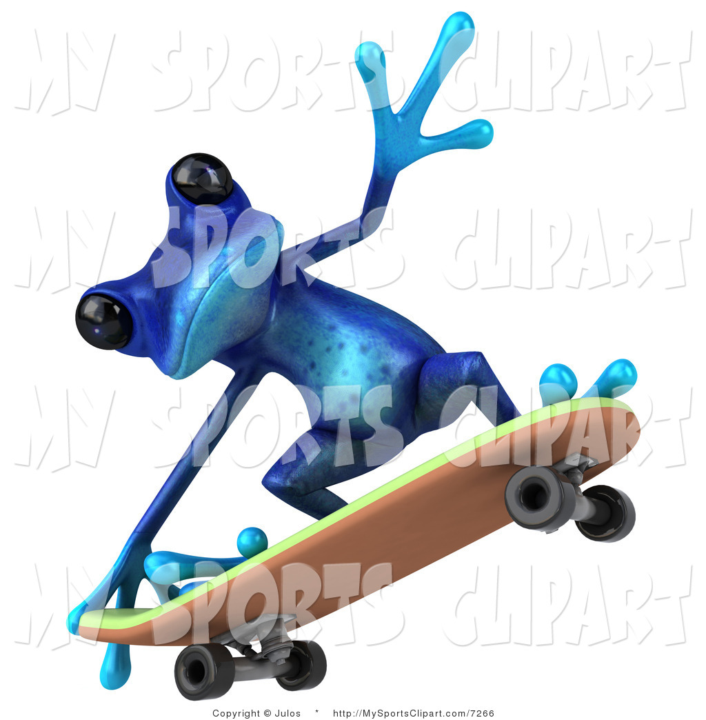 1024x1044 Sports Clip Art Of A Blue Frog Skateboarding By Julos